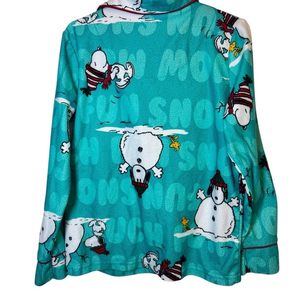 💥Peanuts Snowman Pajama Set - Teal and White Kids 6/6x - Picture 3 of 6